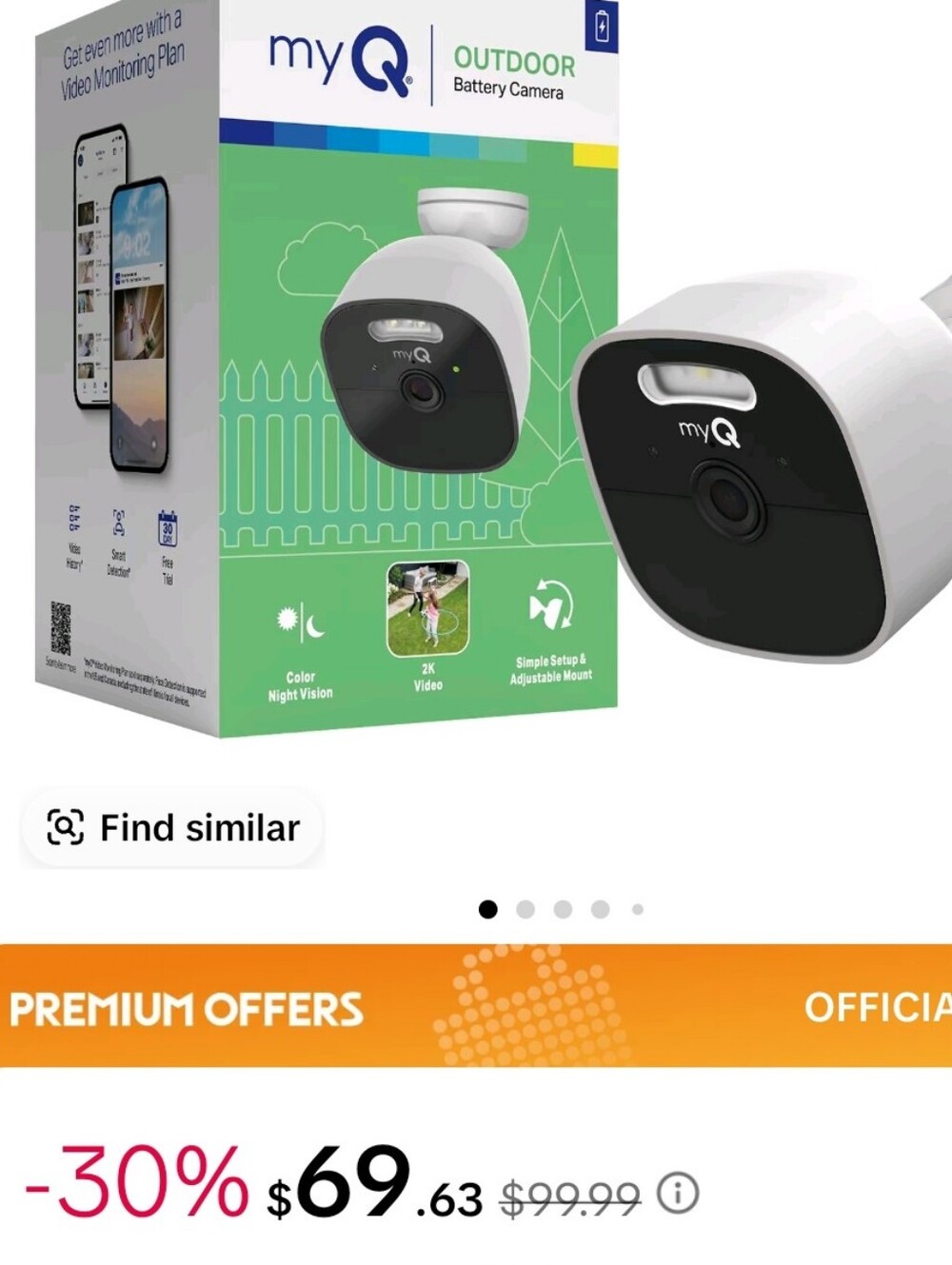 myQ Outdoor Battery Camera in White and Black - Picture 2 of 2